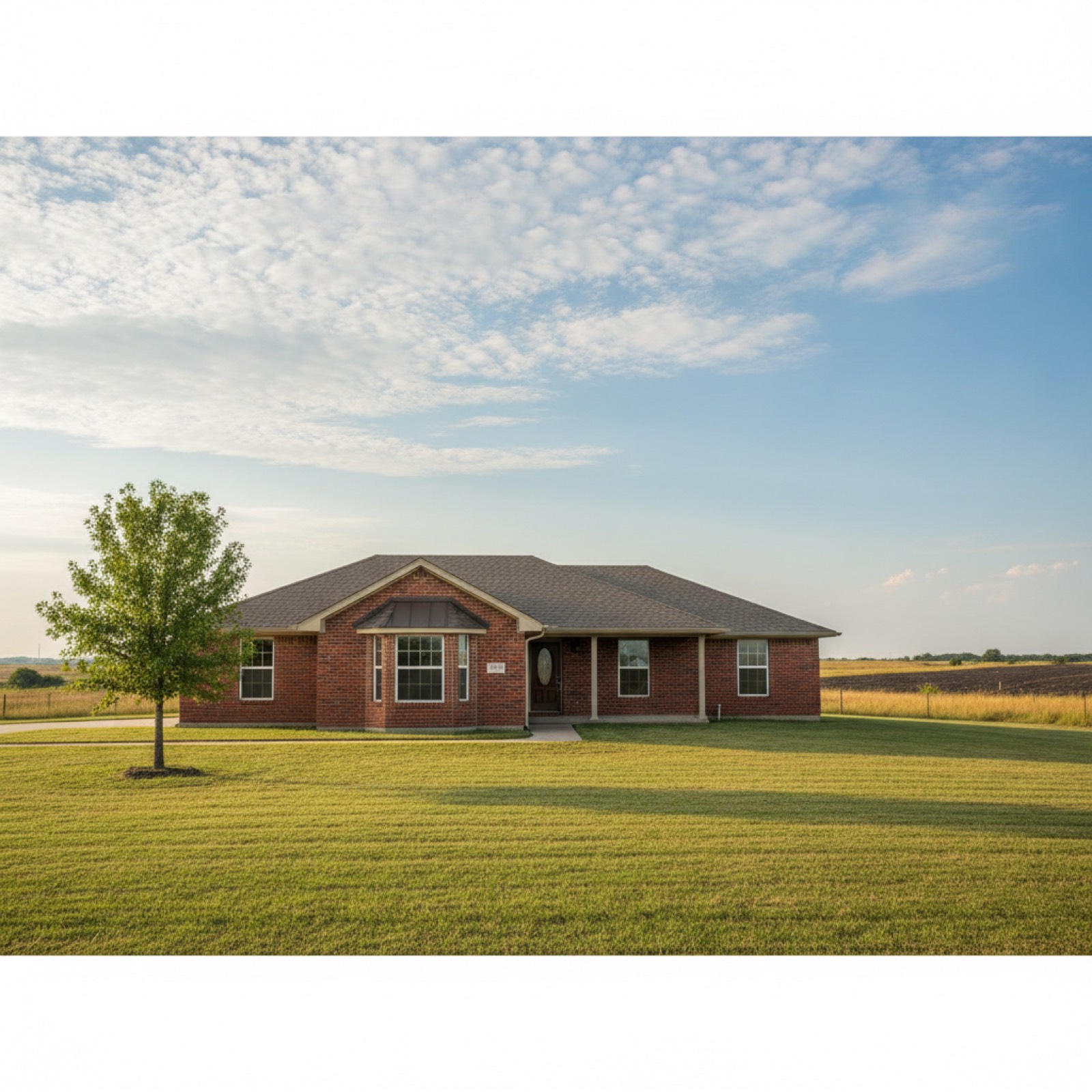 Brick ranch home in North Texas during a foundation inspection elevation survey